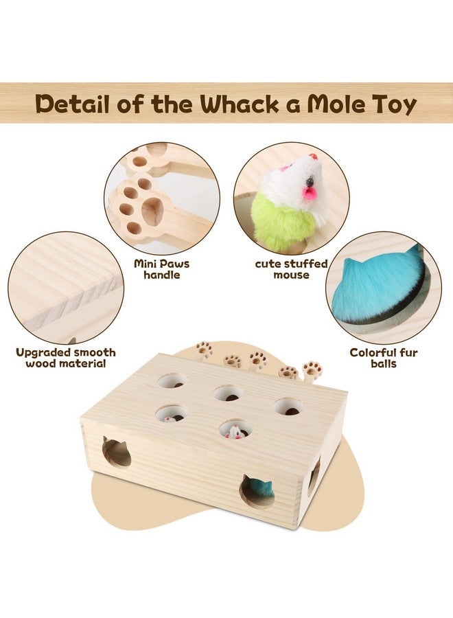 لعبة قطط خشبية من 5 فتحات من لعبة واك أ مول، لعبة واك أ مول 3 في 1 لخدش القطط ولعبة للاستخدام الداخلي والخارجي، ألعاب قطط تفاعلية، ألعاب قطط للقطط الصغيرة والكبيرة - Image 2