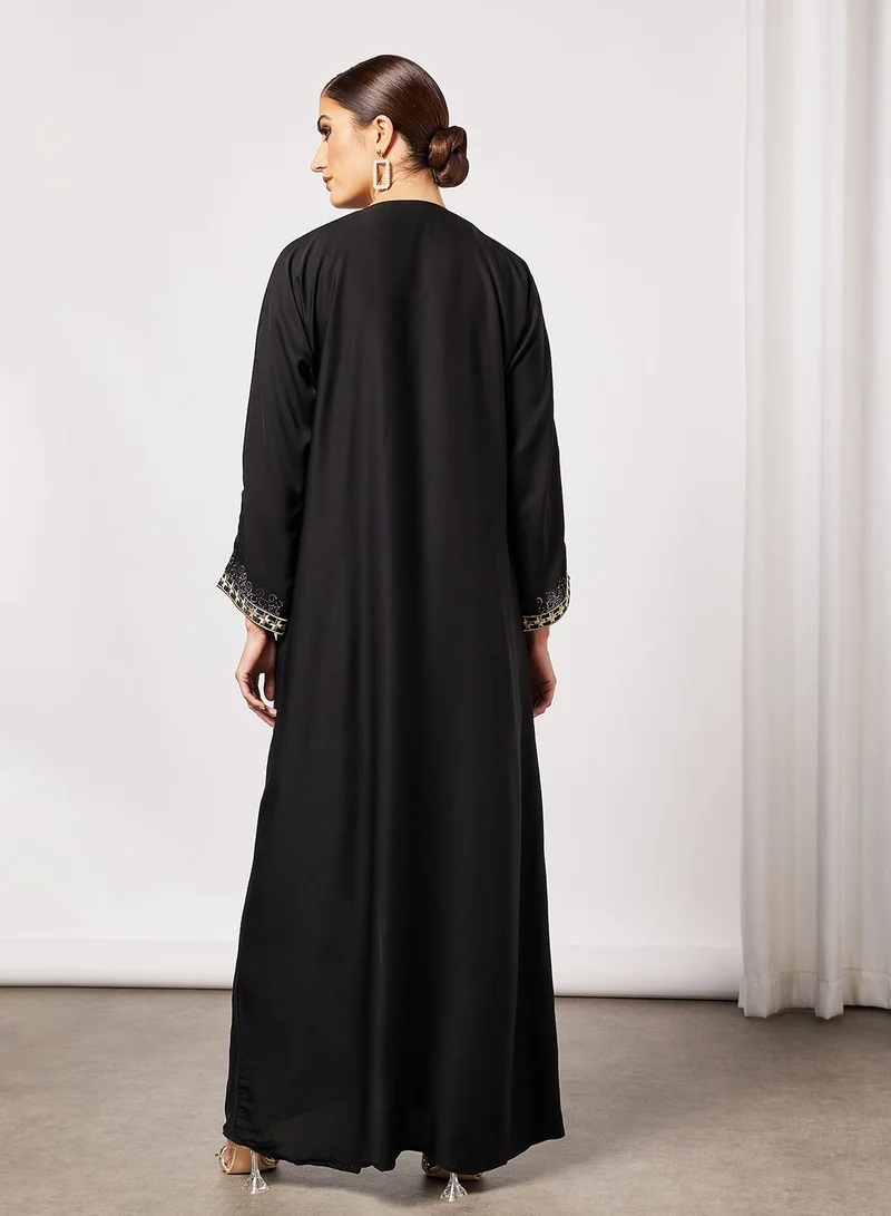 Hayat Abaya With Embroidery And Stonework