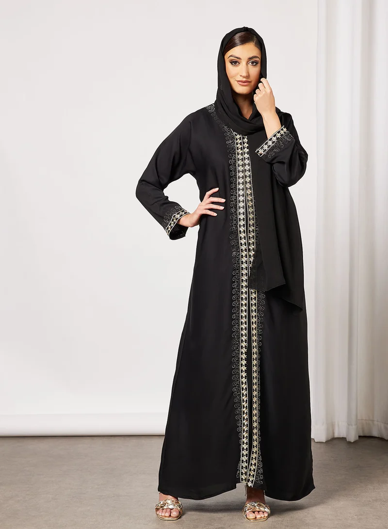 Hayat Abaya With Embroidery And Stonework