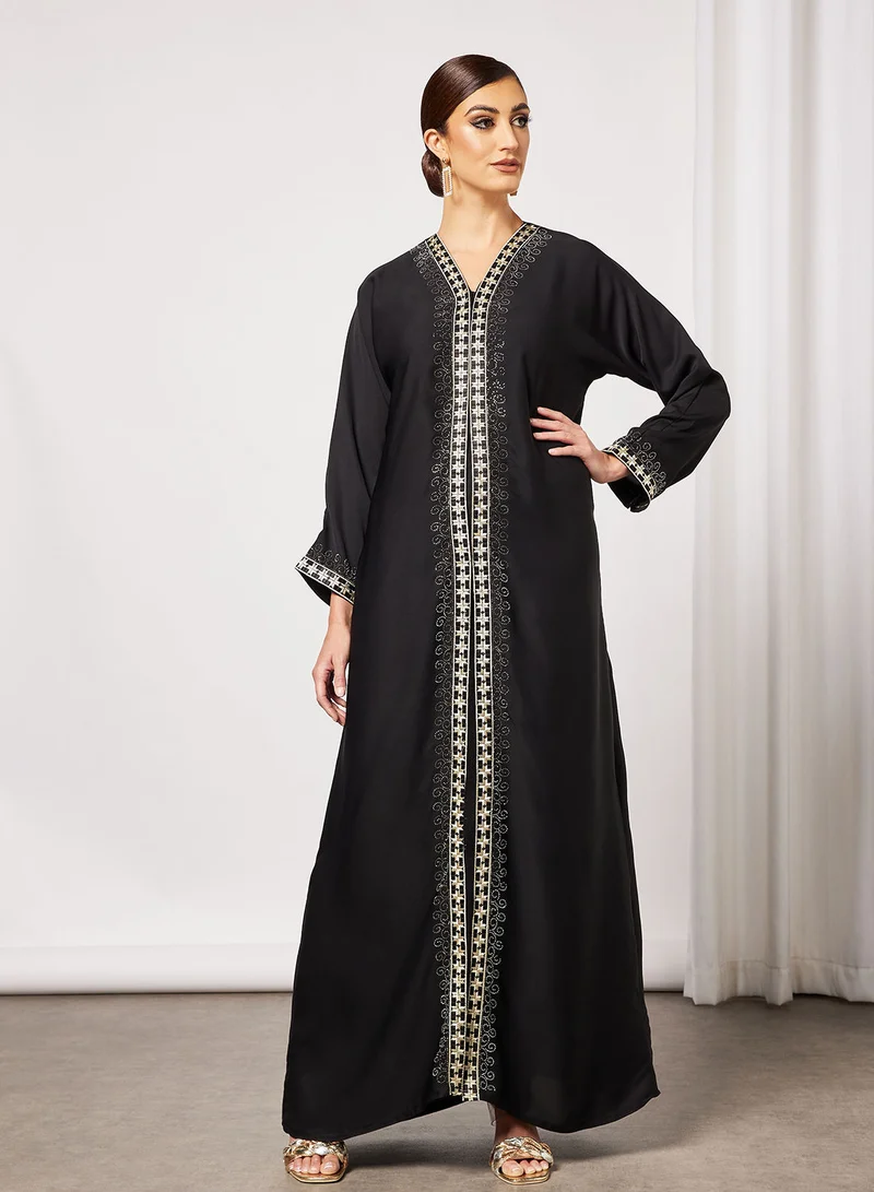 Hayat Abaya With Embroidery And Stonework