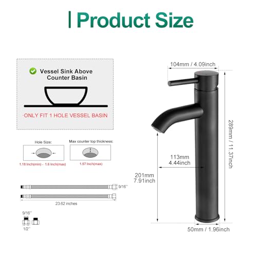 VOTON Vessel Sink Faucet Chrome Modern Tall Bathroom Faucets Single Handle One Hole Rv Vanity Lavatory Bathroom Sink Faucet - Image 4