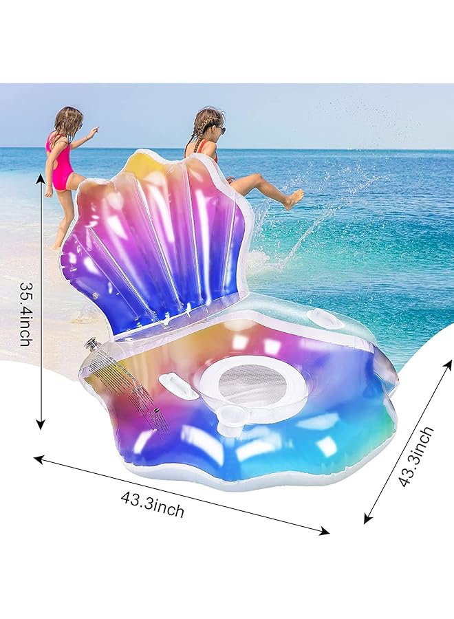 SYOSI Pool Float Adults Inflatable Shell Pool Float Water Chair With Cup Holder And Headrest Large Swimming Pool Raft & Recliner Funny Pool Lounger Chair For Adults Kids Outdoor Summer Pool Beach Party - Image 4