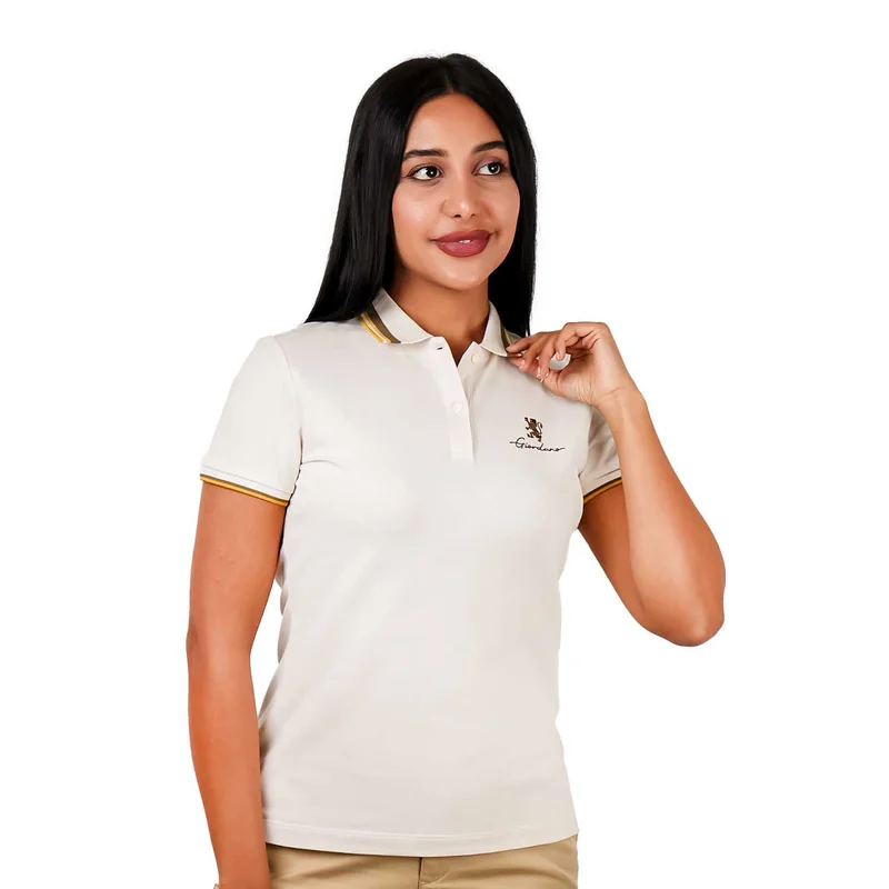 GIORDANO Women's Classic Cotton Pique Polo - Slim Fit, Embroidered Detail