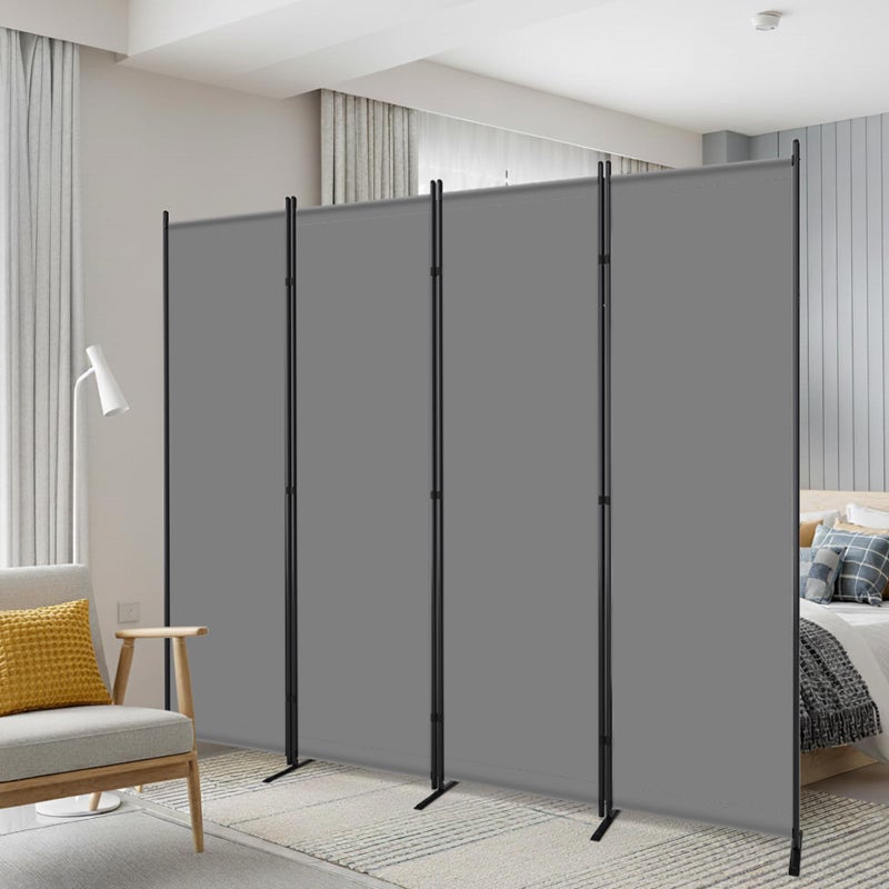 AKTOP 4 Panel Room Divider, 6FT Portable Wall Divider for Room Separation, 88" W Fabric Partition Room Dividers and Folding Privacy Screens, Freestanding Room Separators for Home Office Bedroom, Grey - Image 1
