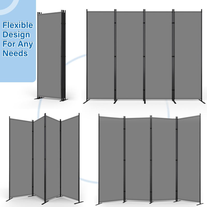 AKTOP 4 Panel Room Divider, 6FT Portable Wall Divider for Room Separation, 88" W Fabric Partition Room Dividers and Folding Privacy Screens, Freestanding Room Separators for Home Office Bedroom, Grey - Image 4