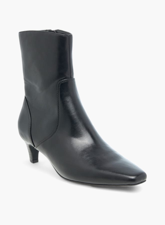 Celeste Women's Solid Ankle Boots with Zip Closure and Kitten Heels - Image 1