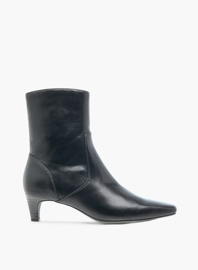 Celeste Women's Solid Ankle Boots with Zip Closure and Kitten Heels - Image 3