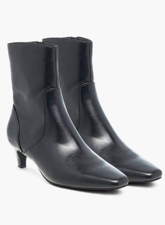Celeste Women's Solid Ankle Boots with Zip Closure and Kitten Heels - Image 2