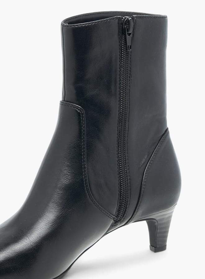 Celeste Women's Solid Ankle Boots with Zip Closure and Kitten Heels - Image 4