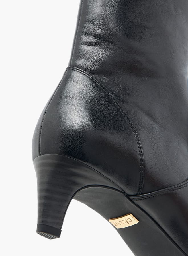 Celeste Women's Solid Ankle Boots with Zip Closure and Kitten Heels - Image 5