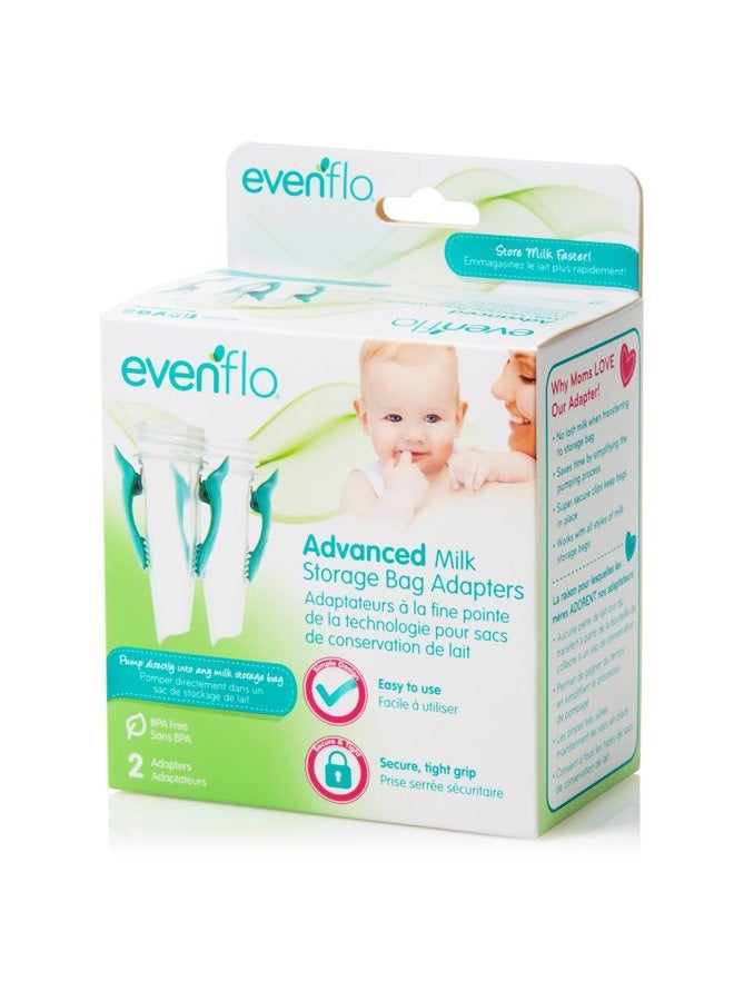 Evenflo Feeding Advanced Breast Milk Storage Bag Adapters for Breast Pumps (Pack of 2) - Image 2