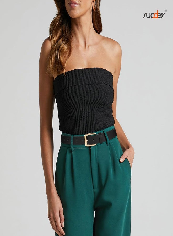 سوزدي حزام نسائي عتيق من الجلد من SUOSDEY، مناسب للجينز والفساتين والسراويل، حزام خصر أسود أنيق للسيدات مع مشبك ذهبي - Image 3