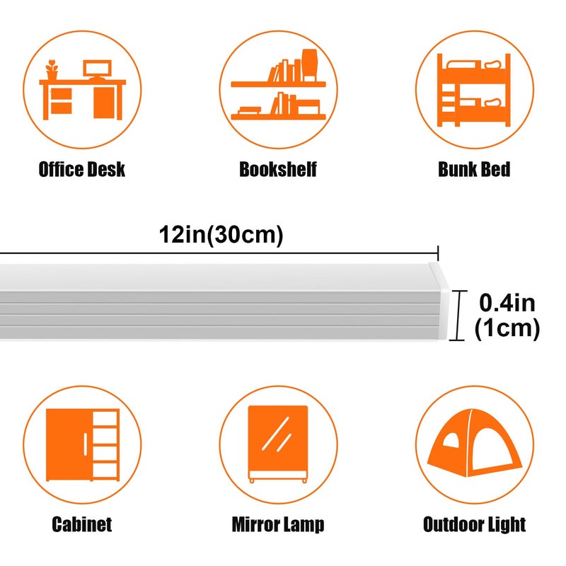 GLVSAE Under Cabinet Lighting, 12 Inch Plug in Light Bar, LED Keyboard Lights, 6000K Cool White Light, Ultra Thin Dimmable Light Bar, Suitable for Kitchen/Desk/Closet/Workbench - Image 3