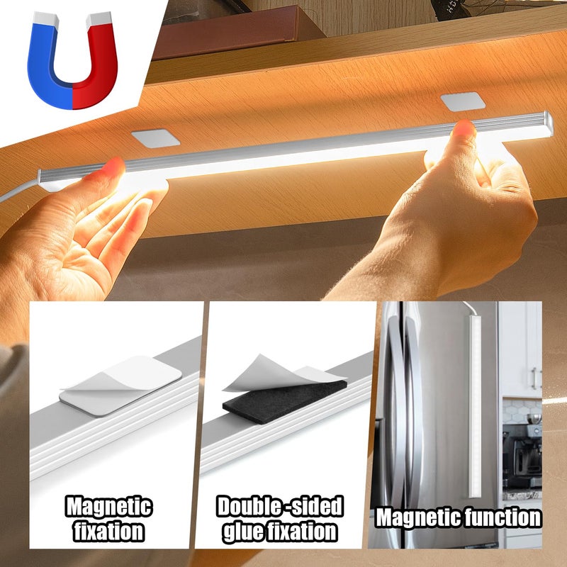 GLVSAE Under Cabinet Lighting, 12 Inch Plug in Light Bar, LED Keyboard Lights, 6000K Cool White Light, Ultra Thin Dimmable Light Bar, Suitable for Kitchen/Desk/Closet/Workbench - Image 2