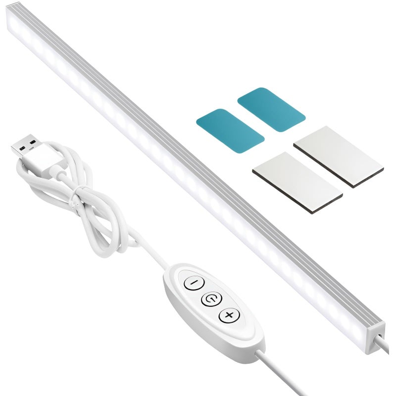 GLVSAE Under Cabinet Lighting, 12 Inch Plug in Light Bar, LED Keyboard Lights, 6000K Cool White Light, Ultra Thin Dimmable Light Bar, Suitable for Kitchen/Desk/Closet/Workbench - Image 1