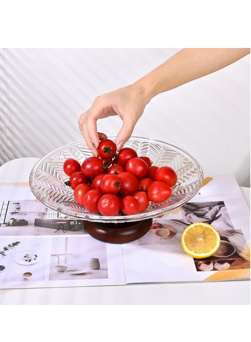 SOLARAE وعاء فواكه زجاجي، سلة فواكه لسطح المطبخ، وعاء سلة فواكه لسطح العمل، 10 بوصة وعاء تقديم فواكه زخرفي، وعاء تخزين حديث للفواكه والخضروات، حامل للفواكه والخضروات - Image 3