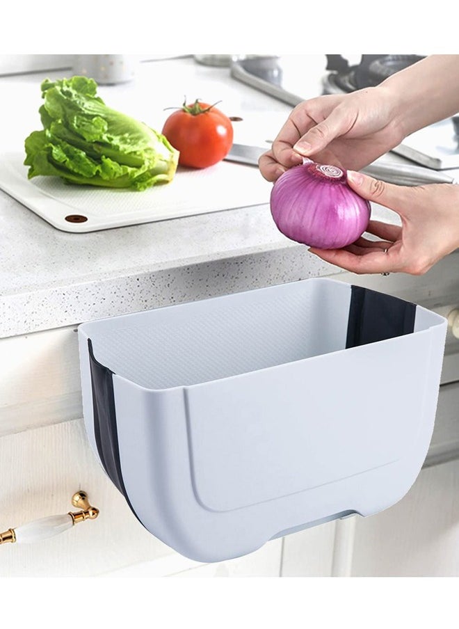 Generic Hanging Folding Mini Trash Can for Kitchen Cabinet Door,Small Hanging Trash Can Kitchen Counter or RV(3L)(White)  - Image 1