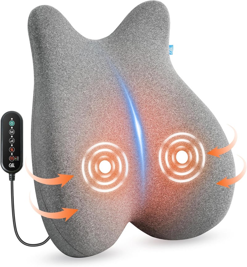 CILI Heated Lumbar Support Pillow for Office Chair, Ergonomic Back Support Cushion with Vibration, Memory Foam Chair Back Massager, Gifts for Mom/Dad - Image 1