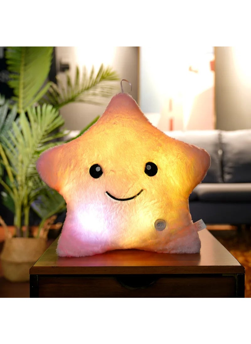AROAQ Cute Led Light Star Plush Pillow Stuffed Soft Star Luminous Throw Pillow Cushion With Colorful Light Gift Pink  - Image 3