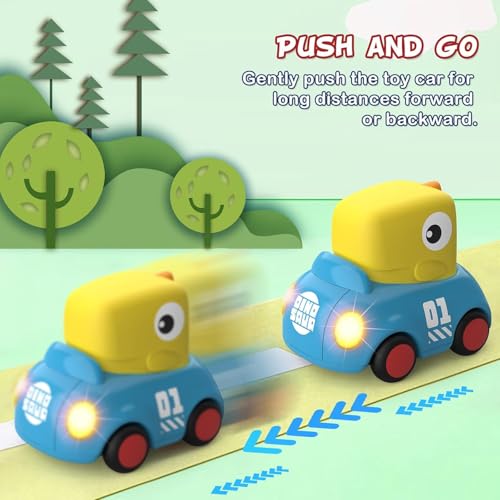 GRAPHENE Dinosaur Push and Go Toy Cars with Lights & Sound, Friction Car Toys, Educational Music Gift for 2 + Year Old Toddlers Boys Girls Kids Multicolour Pack of 1 with Random Design - Image 3