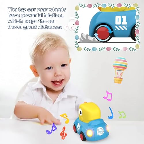 GRAPHENE Dinosaur Push and Go Toy Cars with Lights & Sound, Friction Car Toys, Educational Music Gift for 2 + Year Old Toddlers Boys Girls Kids Multicolour Pack of 1 with Random Design - Image 4
