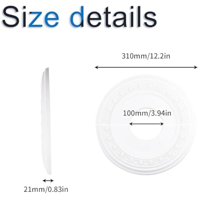 1PACK SPLIT LIGHTING PU CEILING 3D MODELING CEILING COVER PLATE CEILING FAN MEDALLION HOUSE 12 INCH OD X 4 INCH ID - Image 3