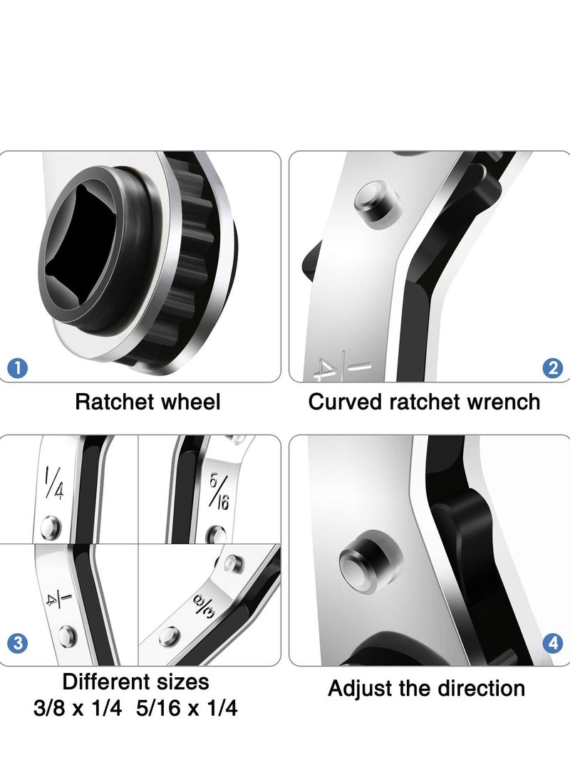 SYOSI Hvac Service Wrench Refrigeration Service Wrench Set, 3/8 to 1/4, and 5/16 to 1/4, Ratchet Wrench Refrigeration Tool Set Air Conditioner Valve with Hexagon Bit Adapter Kit for Equipment Repair - Image 3