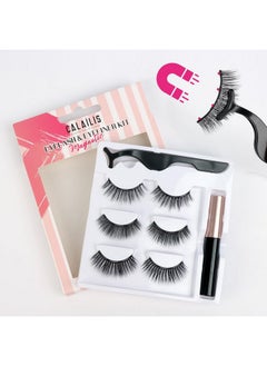 Calailis Magnetic Eyelashes For Women,Natural Reusable Magnet Eyelashes 3 Pairs Eyelashes Magnetic With Tweezers& Waterproof Eyeliner(Cy302)  - Image 2