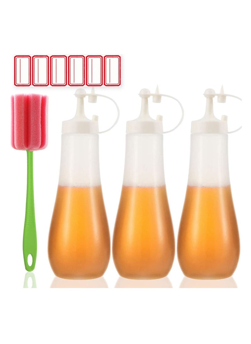 NIBEMINENT Condiment Squeeze Bottle Sauce Squirt for Kitchen Plastic Syrup Salad Dressing Container Food Dispenser Oil Ketchup Griddle Hot Catsup Pancake Art 12 Oz 3pcs  - Image 1