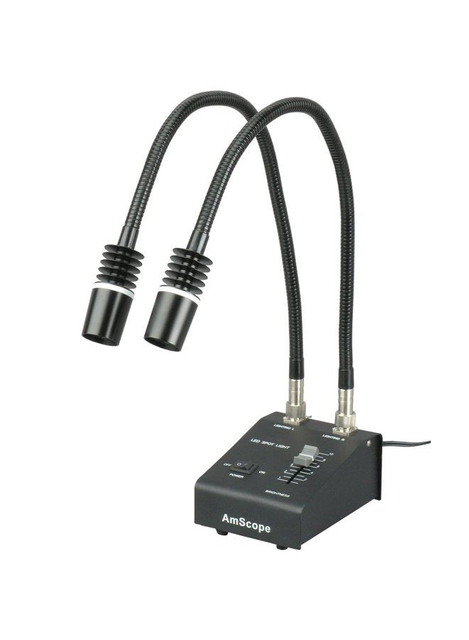 AmScope LED-6W Powerful 6 Watt LED Dual Gooseneck Lights Illuminator - Image 1