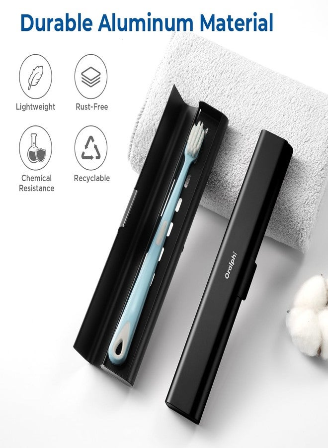 Oralphi Aluminum Toothbrush Travel Case, Portable Travel Toothbrush Holder, Durable Manual Toothbrush Box Container for Traveling, Bathroom, Camping, Business Trip-Black - Image 2