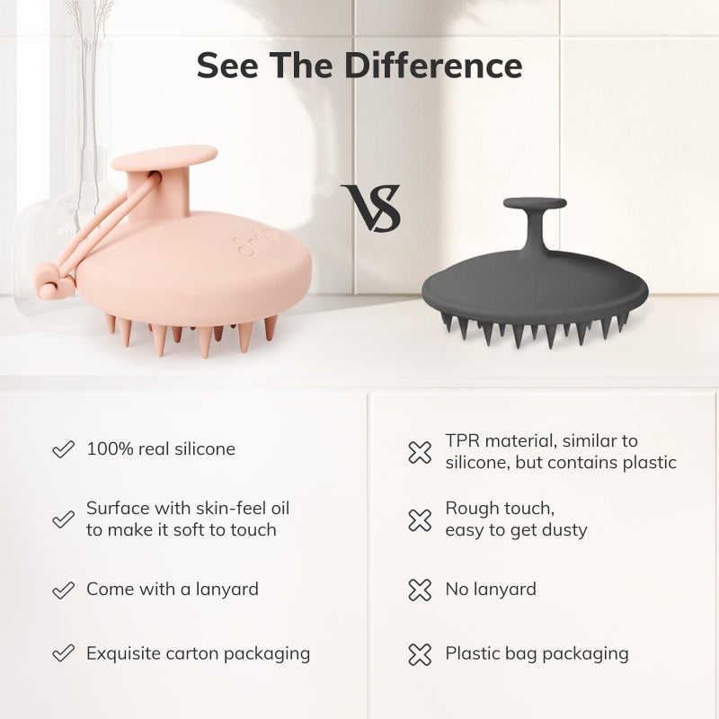 Sndyi Silicone Scalp Massager Shampoo Brush, Hair Scrubber with Soft Silicone Bristles, Scalp Scrubber/Exfoliator for Dandruff Removal, Wet Dry Scalp Brush for Hair Growth & Scalp Care, Pink - Image 3