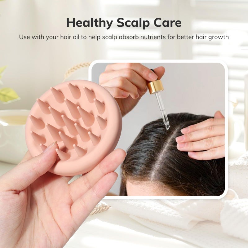 Sndyi Silicone Scalp Massager Shampoo Brush, Hair Scrubber with Soft Silicone Bristles, Scalp Scrubber/Exfoliator for Dandruff Removal, Wet Dry Scalp Brush for Hair Growth & Scalp Care, Pink - Image 4