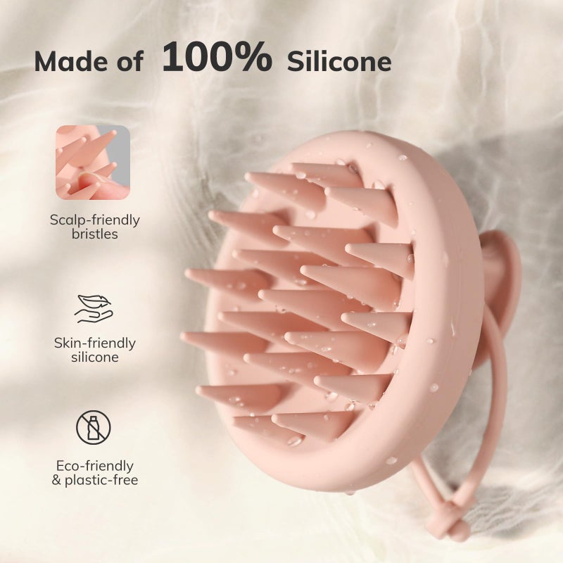Sndyi Silicone Scalp Massager Shampoo Brush, Hair Scrubber with Soft Silicone Bristles, Scalp Scrubber/Exfoliator for Dandruff Removal, Wet Dry Scalp Brush for Hair Growth & Scalp Care, Pink - Image 2