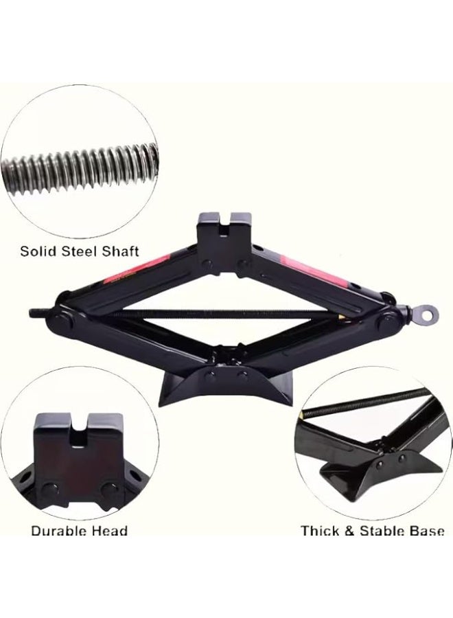 Professional 2-Ton Scissor Jack with Wrench - Universal Car Lift for Sedans and SUVs - Durable & Labor-Saving Tire Change Tool - Image 4