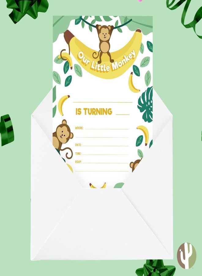 Desert Cactus Monkey Happy Birthday Invitations Style 2 Invite Cards (10 Count) With Envelopes Boys Girls Kids Party (10ct) - Image 5