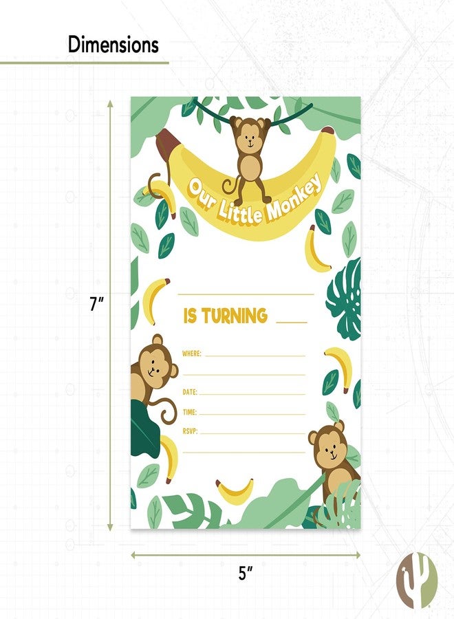 Desert Cactus Monkey Happy Birthday Invitations Style 2 Invite Cards (10 Count) With Envelopes Boys Girls Kids Party (10ct) - Image 3