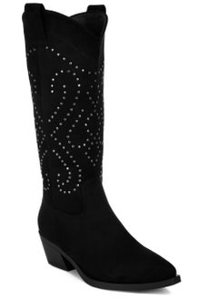 London Rag Studs Embellished Cowboy Boots in Black  - Image 2