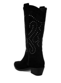 London Rag Studs Embellished Cowboy Boots in Black  - Image 3