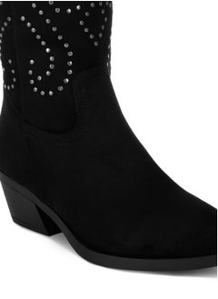 London Rag Studs Embellished Cowboy Boots in Black  - Image 5