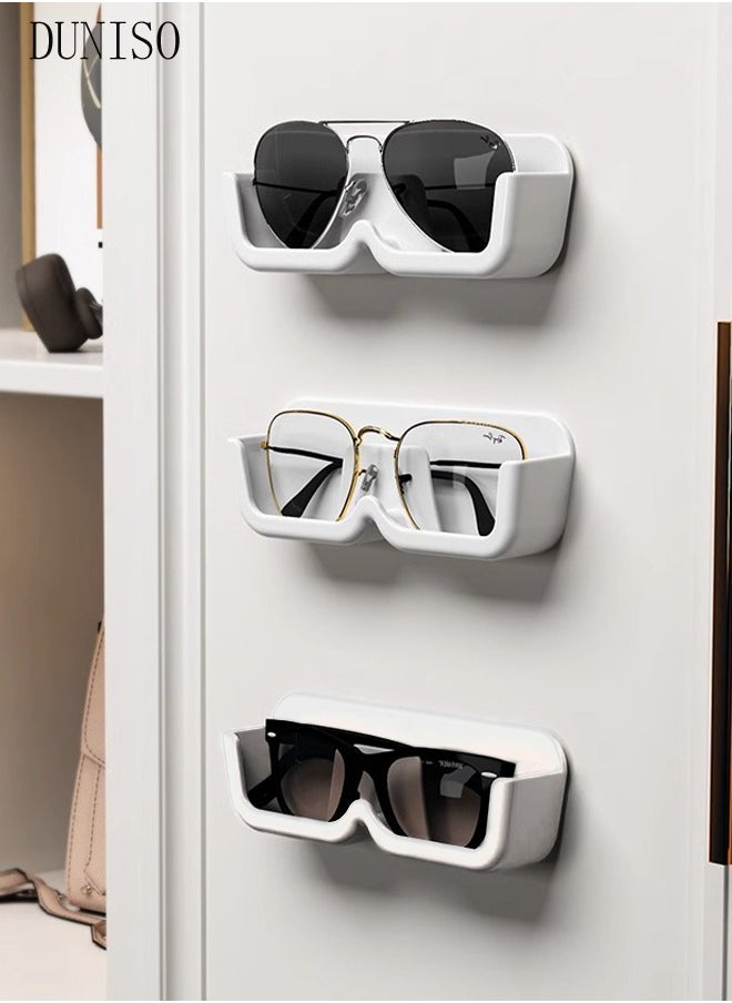 DUNISO - 3PCS Glasses Storage Box Sunglasses Organizer Case Wall Hanging Punch-free Decorative Glasses Case Sunglasses Storage Rack White for Women Men - Image 1
