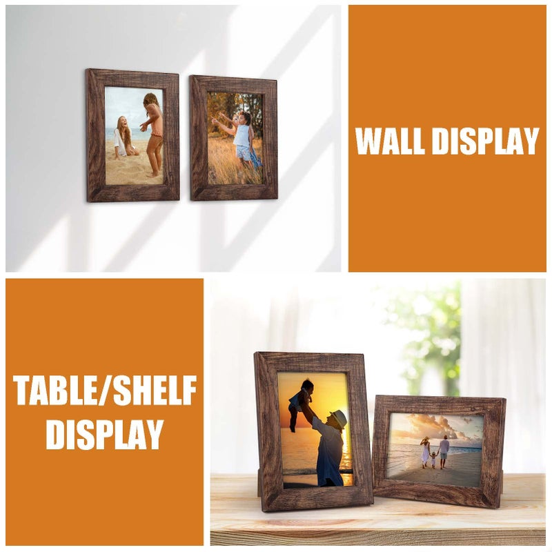 PETAFLOP 4x6 Picture Frame Set of 7  Rustic Frames Display 4 by 6 Inch Photo for Wall or Tabletop - Image 2