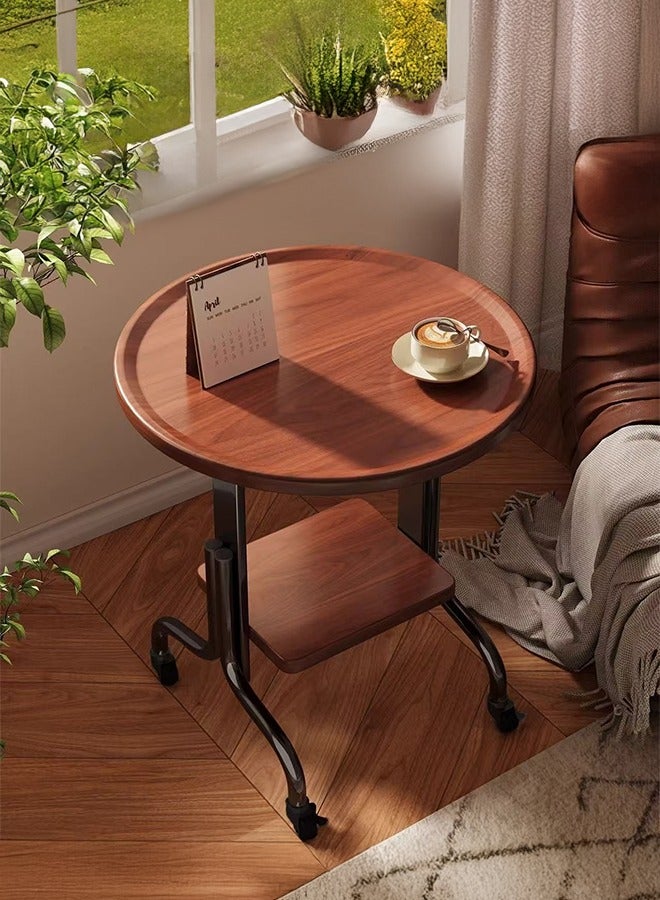 XiuWoo Vintage Rolling Side Table with Storage Mobile Square End Table on Wheels for Living Room, Sofa, Couch, Coffee Cart Industrial Retro Tea Cart for Home, Office, and Kitchen - Image 1