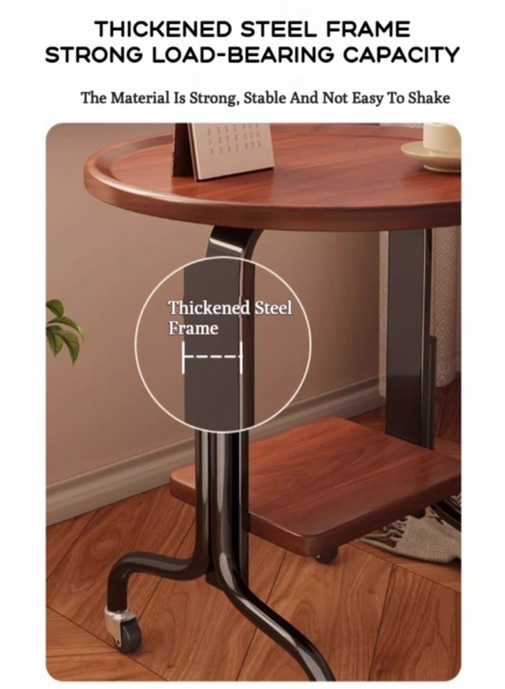 XiuWoo Vintage Rolling Side Table with Storage Mobile Square End Table on Wheels for Living Room, Sofa, Couch, Coffee Cart Industrial Retro Tea Cart for Home, Office, and Kitchen - Image 5