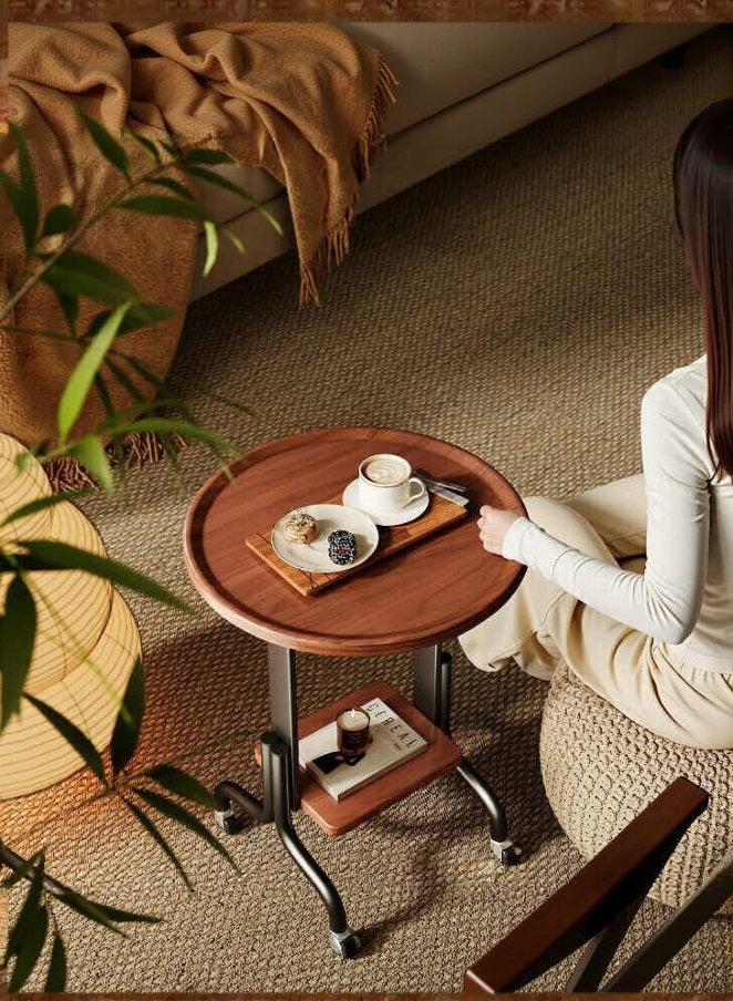 XiuWoo Vintage Rolling Side Table with Storage Mobile Square End Table on Wheels for Living Room, Sofa, Couch, Coffee Cart Industrial Retro Tea Cart for Home, Office, and Kitchen - Image 2