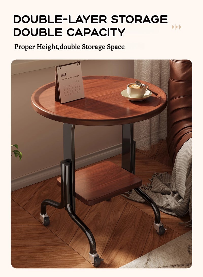 XiuWoo Vintage Rolling Side Table with Storage Mobile Square End Table on Wheels for Living Room, Sofa, Couch, Coffee Cart Industrial Retro Tea Cart for Home, Office, and Kitchen - Image 4