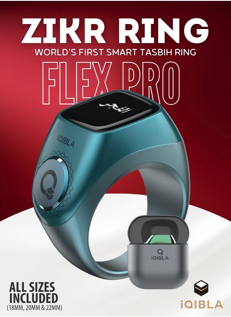 iQIBLA iQIBLA Smart Zikr Ring Flex Pro | Tasbih Counter & Muslim Prayer Time Reminder | Waterproof Wearable Technology | Blue Edition  - Image 1