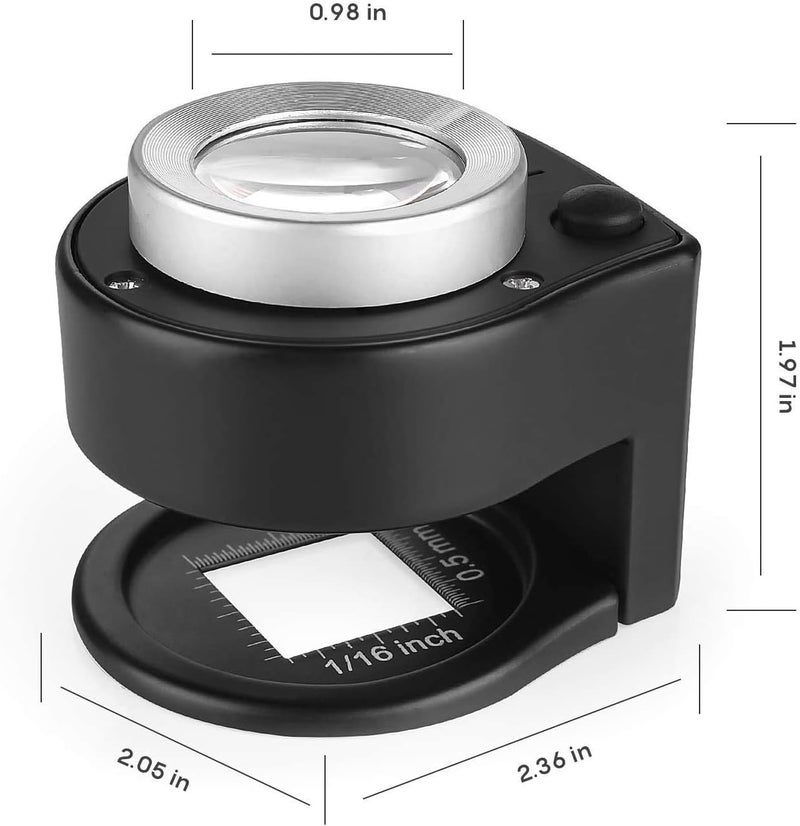 Amoper 30X Loupe Magnifier with 6 Light, Desktop Portable Metal Magnifier Folding Scale Sewing Magnifying Glass for Textile Optical Jewelry Tool Coins Currency (Black) - Image 3