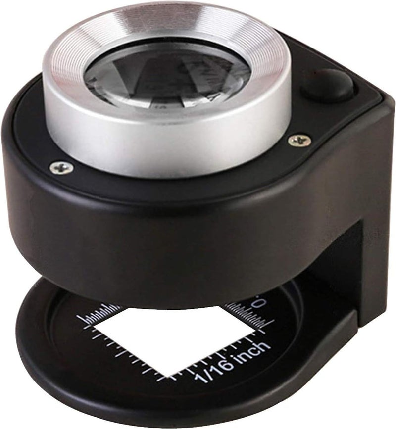 Amoper 30X Loupe Magnifier with 6 Light, Desktop Portable Metal Magnifier Folding Scale Sewing Magnifying Glass for Textile Optical Jewelry Tool Coins Currency (Black) - Image 1