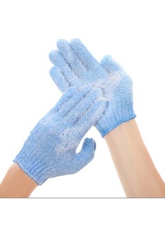 Generic 2pcs Exfoliating Gloves, Double Sided Bath Gloves, Skin Exfoliator for Body, Spa Massage Dead Skin Cell Remover, Shower Accessories for Women and Men Blue  - Image 1